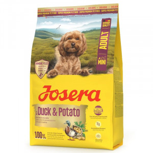 Josera Mini Adult Duck & Potato sausā suņu barība mazajām &scaron;ķirnēm bezgraudu ar pīli 900 g